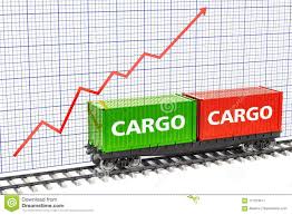 Growth Of Freight Traffic Concept Freight Train With Cargo