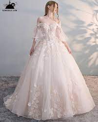 188 99 Off Shoulder Ballgown Flowers Princess Wedding Dress Butterfly Sleeves E8902 Gemgrace Com Pakaian Pernikahan Gaun Pengantin Putri Gaun Pengantin Putih