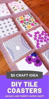 Diy Night Tile Coasters With Scrapbook Paper Coaster Crafts Diy Coasters Tile Paper Coasters Diy