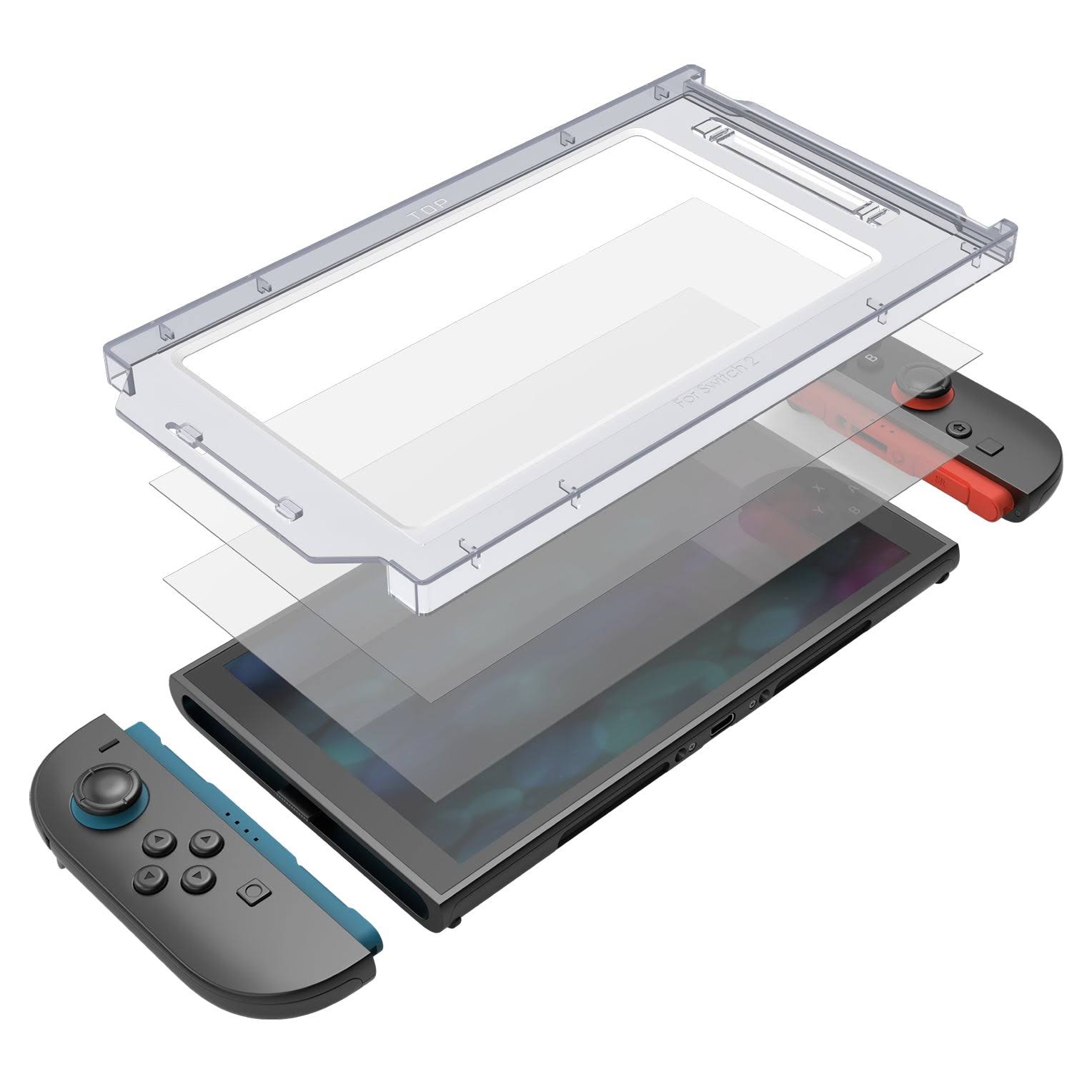Fosmon Screen Protector Clear Tempered Glass For Nintendo Switch 2 with Error Free Installation Kit