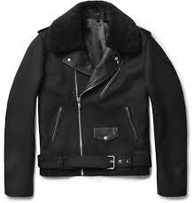 Sandro Shearling Collar Wool Biker Jacket Leather Jacket Men Designer Leather Jackets Mens Jackets
