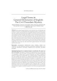 Pdf Legal Terms In General Dictionaries Of English The Civil Procedure Mystery