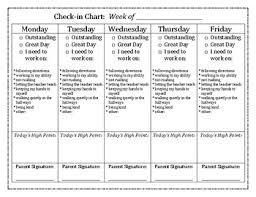 Week Long Daily Behavior Check In Chart For Elementary Students