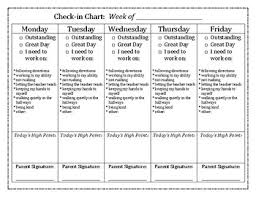 week long daily behavior check in chart for elementary students