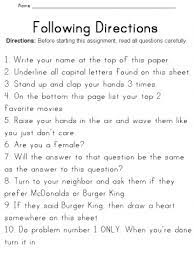 Maybe you would like to learn more about one of these? A Lesson On Following Directions Worksheet