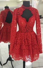 Long Sleeves Short Red Lace Homecoming Dress Red Homecoming Dresses Lace Homecoming Dresses Short Red Prom Dresses