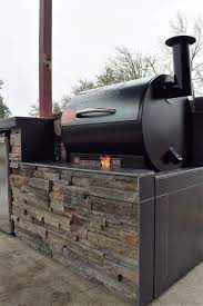Outdoor Kitchen Pellet Grilling With A Traeger Custom Outdoor Kitchens And Fire Features Sunset Outdoor L Outdoor Bbq Kitchen Outdoor Kitchen Backyard Kitchen