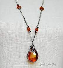 Amber Crystal Vintage Style Necklace Black Orange Gothic Etsy Vintage Style Necklace Topaz Necklace Crystal Necklace Pendant
