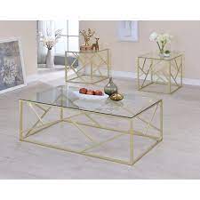 This glass coffee table by greyson living features a raised, mirrored base and a smoked glass top that combine to form an elegant look. Strudwick 3 Piece Coffee Table Set Glass Accent Tables Coffee Table Setting 3 Piece Coffee Table Set