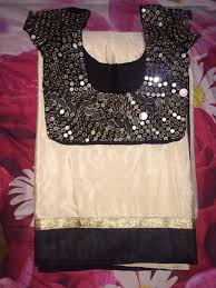 Black And Gold Combination Blouse Designs Cream Color Saree Border Lace Combination Is Black And Gold Lace Saree With Black Color Mirror Work Blouse Design Blouse Work Designs Blouse Designs