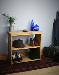 Small Wooden Shoe Bench Or Shoe Rack 65w X 60h X 30d Cm In Eco Wood Chunky Hall Table Style Top M Rustic Wooden Furniture Low Bookcase Sustainable Furniture