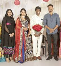Vijay With His Wife At Atlee Kumar And Priya Wedding Reception Stills Indian Groom Wear Indian Fashion Bridal Silk Saree
