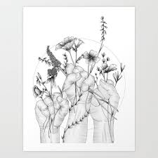 Unity Art Print Hands Holding Flowers Hands Art Floral Art Drawings Sketches Creative Art Hands Holding Flowers