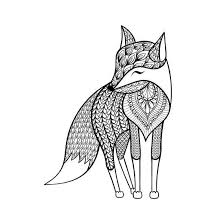 Floral elephant coloring pages for adults download hd within. Zentangle Vector Happy Fox For Adult Anti Stress Coloring Pages Ornamental Tribal Patterned Illust Art Print Panki Art Com