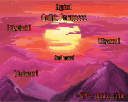 Skywars is a pvp minigame where players battle each other on. Potatosss Guild Level 68 Skyblock Bedwars Skywars Hypixel Minecraft Server And Maps