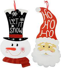 Quick & easy christmas wall decor. Amazon Com Christmas House Die Cut Mdf Wall Decorations Santa Snowman 2 Pack Arts Crafts Sewing