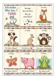 Ich Habe Wer Hat Tiere Spiel Wortschatz Daf Deutsch German Animal Games German Animals