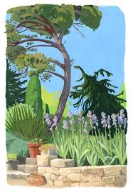 Solene Chevaleyre Jardin A Reillane Sud De La France Gouache Illustrations Gouache Art Environment Painting
