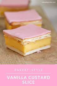 Vanilla Custard Slice Classic Australian Recipe Recipe Custard Slice Slices Recipes Vanilla Custard