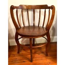 Antique beech wood hand turned bobbin chair with original rush seat, dating from c. Antique Tiger Oak Round Barrelback Spindle Corner Chair Chairish