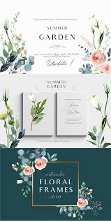 Summer Garden Floral Graphic Set Graphic Design Typography Poster Summer Garden Typography Poster Design