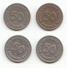 Bank deutscher länder 1949 50 pfennig j kupferabschlag? Set 50 Pfennig Bank Deutscher Lander 1949 Coins Of Germany