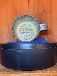 Vintage 1910 Tin Cup Advertising P.W. Byer, the Shoe Man Dansville N.Y.  Steel Cup Early Twentieth Century Advertising Cup Rare