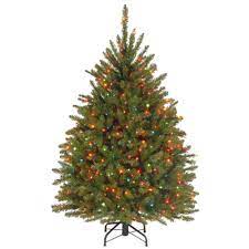 4 5 Ft Dunhill Fir Artificial Christmas Tree With Multicolor Lights Greens Slim Artificial Christmas Trees Pre Lit Christmas Tree National Christmas Tree
