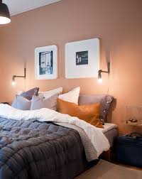Peach and gray nursery reveal. The Color Combination Here Minimizes The Femininity Of The Peach Wall Color The Dark Mixed With Th Orange Bedroom Walls Feature Wall Bedroom Bedroom Interior