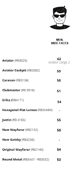 size guide for ray ban sunglasses visiofactory