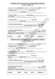 Print our adjectives worksheets to learn skills like antonyms, identifying adjectives in sentences recalibrate your descriptive language with our printable adjective worksheets for. Comparative And Superlative Adverbs Worksheets Siswapelajar Com