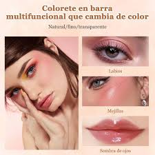 Colorete en Barra que Cambia de color, Barras de Colorete de Maquillaje  Multiusos, Blush Transparentes que Cambia de Color KCHOOH Rubor  Transparente Resistente al Agua y de Larga Duración paraMejillas, Ojos y