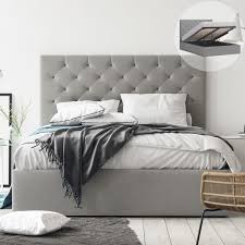 1.1 queen size platform bed with storage. Fenwick Gas Lift Storage Bed Frame Grey Fabric Tommy Swiss