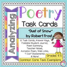 Dust Of Snow By Robert Frost Poetry Analysis Task Cards Poetry Task Cards Task Cards Poetry Analysis