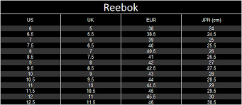 Reebok Pump Size Chart Perhorstedt Com