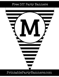 Black And White Pennant Banner Png Black And White Pennant Horizontal Striped Capital Letter M Printable Banner Letters Black Banner Free Printable Banner Letters