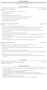 The resume begins with a qualifications section that outlines brief experience as a trader. Financial Services Director Resume Sample Mintresume