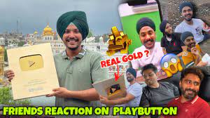 Friends Reactions on GOLDEN BUTTON 😱😰 REAL GOLD ? - YouTube