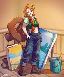 Stardew Valley Art Leah With Her Artworks Ryukaart Stardew Valley Stardew Valley Fanart Stardew Valley Tips