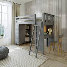 This loft bed is crafted with engineered and solid wood with. Kensington Grey Twin Loft Bed Storage Desk Solid Wood