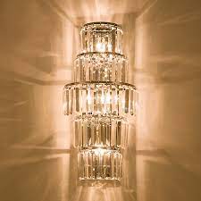Showcase a pillar sconce on your wall. Indoor Lighting Crystal Wall Lamps Long Crystal Bar Wall Sconce Hall Large Wall Light Led Metal Wall Lamp Customized Project Light Bulbs For Touch Lamps Lamp White Lightlight Car Aliexpress