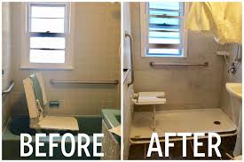 Bathroom Modification For Handicapped Remove Tub And Install Shower Chair Shower Chair Bathroom Bathrooms Remodel