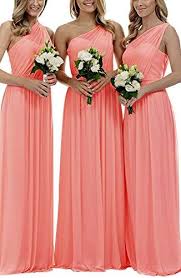 Enjoy Exclusive For Bridesmaid Dresses Women Long Chiffon One Shoulder Formal Aline Prom Evening Gown Online Theperfectgreat Coral Bridesmaid Dresses Long Coral Bridesmaid Dresses One Shoulder Bridesmaid Dresses