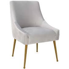 Beatrix Pleated Chair Light Grey Brushed Gold Legs Dining Chairs Side Chairs Upholstered Dining Chairs