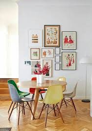 Round Table Colored Chairs Dining Room Design Decor Interior