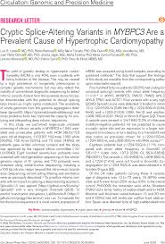 We did not find results for: Cryptic Splice Altering Variants In Mybpc3 Are A Prevalent Cause Of Hypertrophic Cardiomyopathy Circulation Genomic And Precision Medicine