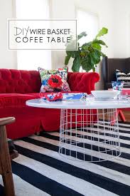 The Makerista Wire Basket Coffee Table Diy Target Playroom Red Velvet Tufted Couch Stripe Rug East Coast Creative