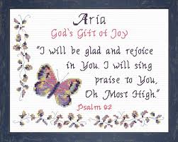 Aria Name Blessings Personalized Cross Stitch Design From Joyful Expressions Cross Stitch Designs Personalized Cross Cross Stitch