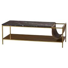 Maison 55 Copeland Mid Century Leather Black Marble Walnut Coffee Table In 2020 Coffee Table Black Coffee Tables Brass Coffee Table