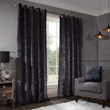 Allure Charcoal Crushed Velvet Eyelet Curtains Pair In 2021 Velvet Curtains Curtains Crushed Velvet Pleated Curtains